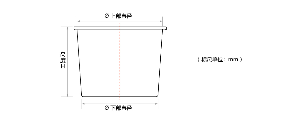 PE圓儲(chǔ)桶尺寸線稿